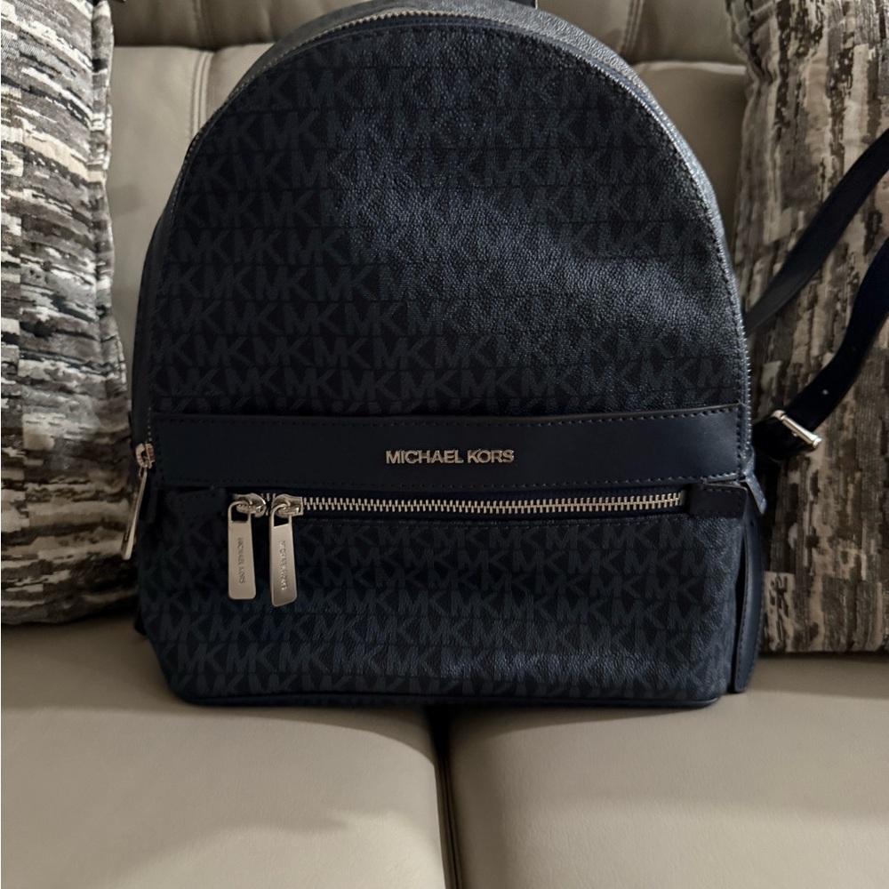 Michael Kors Blue Backpack with Signature MK Design